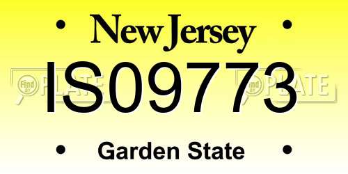 IS09773 New Jersey License Plate