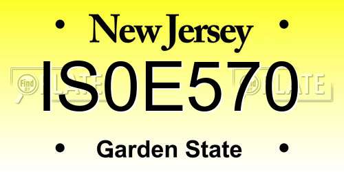IS0E570 New Jersey License Plate