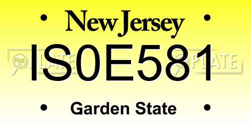 IS0E581 New Jersey License Plate