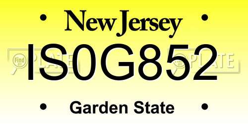 IS0G852 New Jersey License Plate