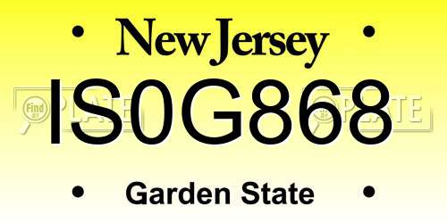IS0G868 New Jersey License Plate