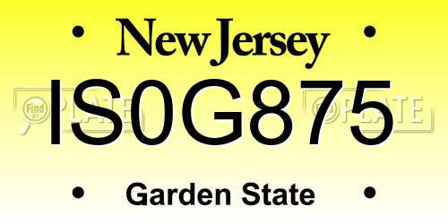 IS0G875 New Jersey License Plate
