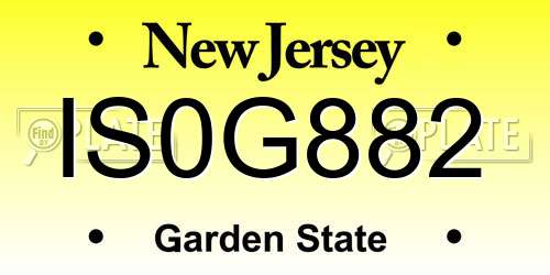 IS0G882 New Jersey License Plate
