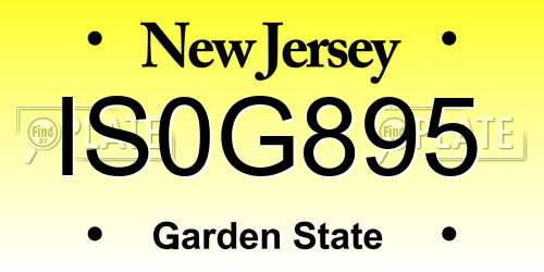 IS0G895 New Jersey License Plate