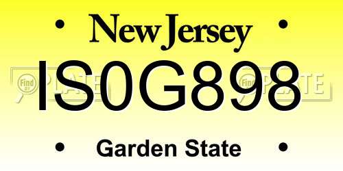 IS0G898 New Jersey License Plate
