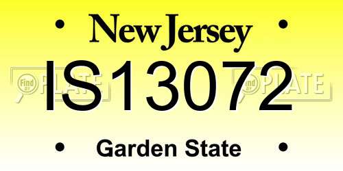 IS13072 New Jersey License Plate