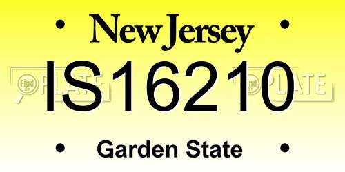IS16210 New Jersey License Plate