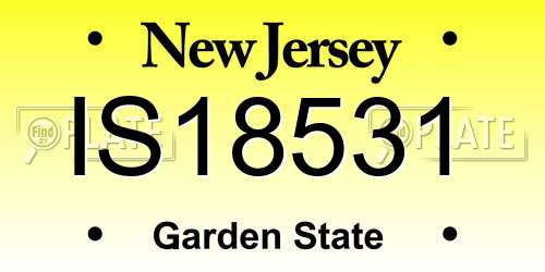 IS18531 New Jersey License Plate