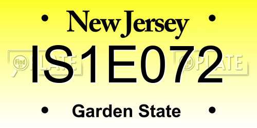 IS1E072 New Jersey License Plate