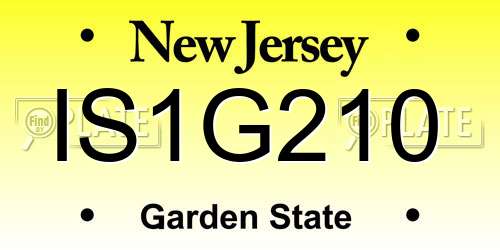 IS1G210 New Jersey License Plate