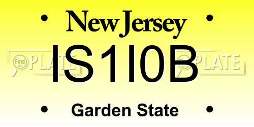 IS1I0B New Jersey License Plate