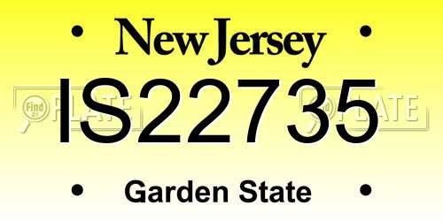 IS22735 New Jersey License Plate