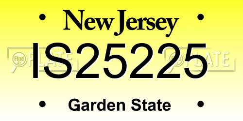 IS25225 New Jersey License Plate