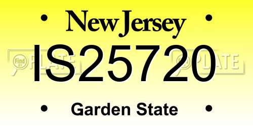 IS25720 New Jersey License Plate