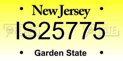 IS25775 New Jersey License Plate