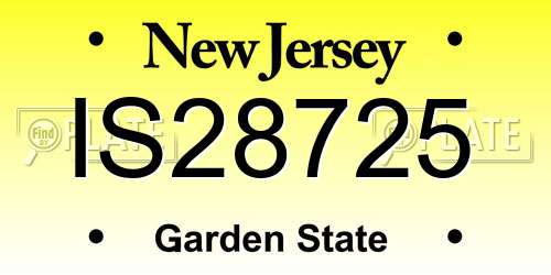 IS28725 New Jersey License Plate