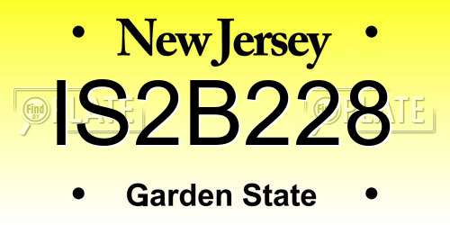 IS2B228 New Jersey License Plate