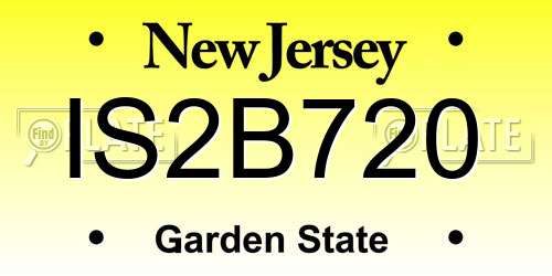 IS2B720 New Jersey License Plate