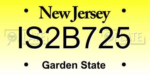 IS2B725 New Jersey License Plate