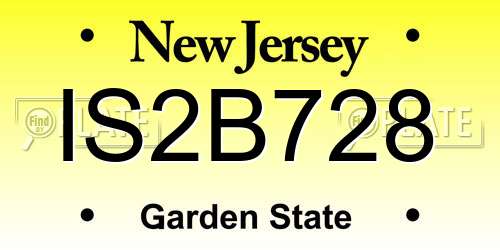 IS2B728 New Jersey License Plate
