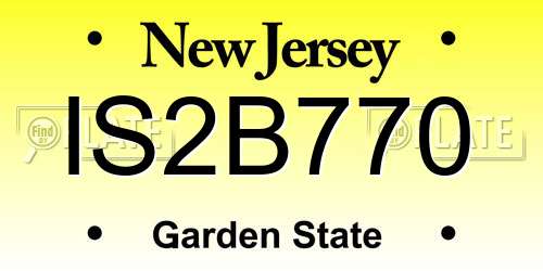 IS2B770 New Jersey License Plate