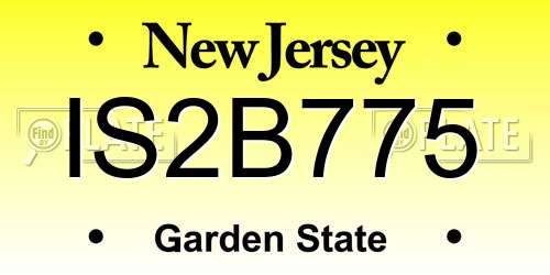 IS2B775 New Jersey License Plate