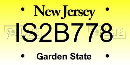 IS2B778 New Jersey License Plate