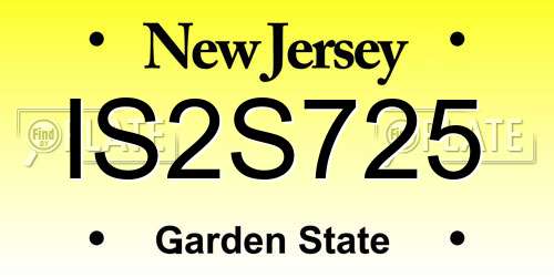IS2S725 New Jersey License Plate