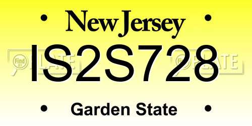 IS2S728 New Jersey License Plate