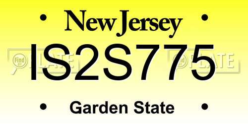 IS2S775 New Jersey License Plate