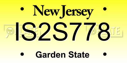 IS2S778 New Jersey License Plate