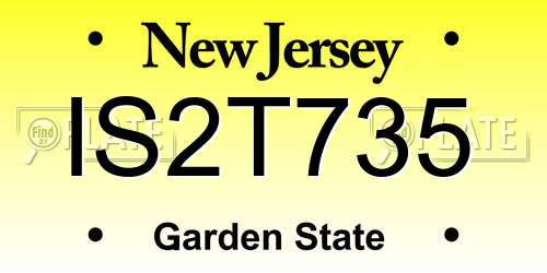 IS2T735 New Jersey License Plate