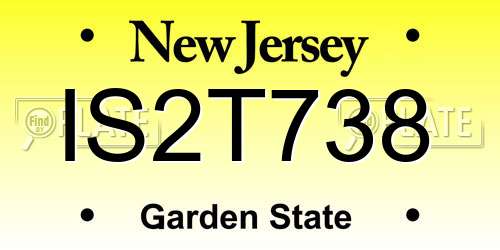 IS2T738 New Jersey License Plate