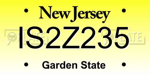 IS2Z235 New Jersey License Plate