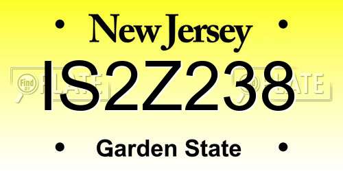 IS2Z238 New Jersey License Plate