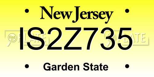 IS2Z735 New Jersey License Plate