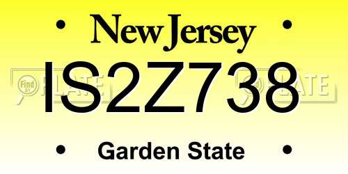 IS2Z738 New Jersey License Plate