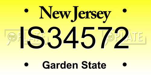 IS34572 New Jersey License Plate