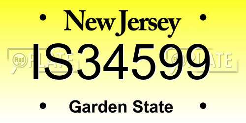 IS34599 New Jersey License Plate