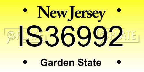 IS36992 New Jersey License Plate