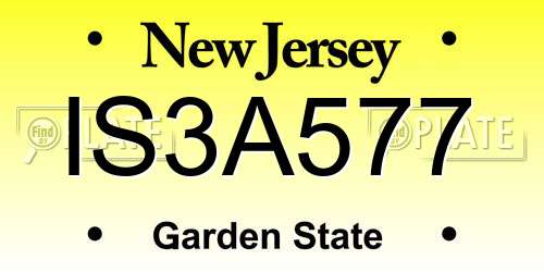 IS3A577 New Jersey License Plate
