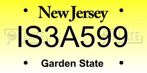 IS3A599 New Jersey License Plate