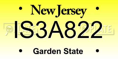 IS3A822 New Jersey License Plate