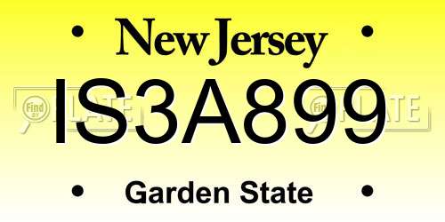 IS3A899 New Jersey License Plate