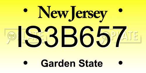 IS3B657 New Jersey License Plate