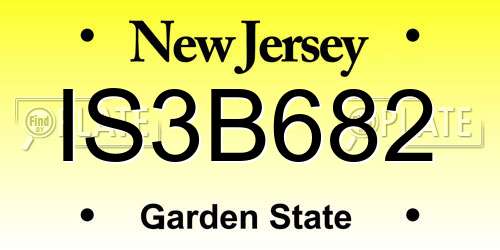 IS3B682 New Jersey License Plate