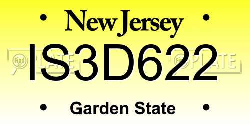 IS3D622 New Jersey License Plate