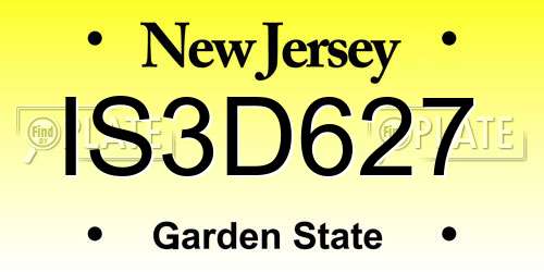 IS3D627 New Jersey License Plate