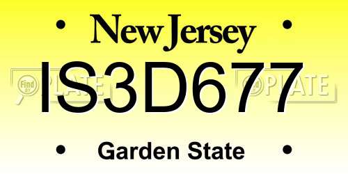 IS3D677 New Jersey License Plate