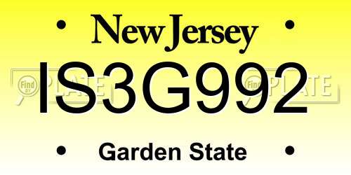 IS3G992 New Jersey License Plate